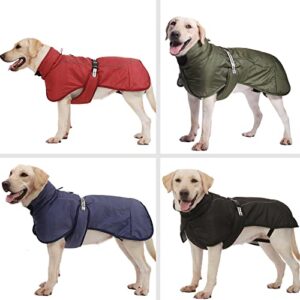 TONYFY Dog Winter Coat, Thick Warm Cozy Dog Jacket Vest for Medium Large Dogs, Adjustable Turtleneck Reflective Pet Padded Cotton Clothes Windproof Knight Style Cold Weather Apparel (Army Green-XL)