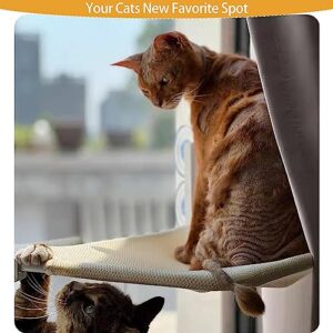 Foldable Cat Window Perch, Cordless Cat Window Hammock with 4 Strong Suction Cups, Window Cat Beds for Indoor Cats Inside, Large Cats Window Seat Windowsill Safety with Sturdy Metal Frame Soft Cover