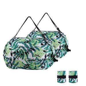 woonsoon 2-pcs reusable grocery bags with handles foldable washable shopping bags waterproof large capacity shopping tote bag