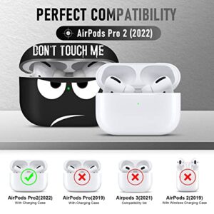 Youtec for Airpods Pro 2nd Generation Case 2022, Don't Touch Me for Airpods Pro 2 Cover with Keychain/Lanyard Soft Cute Shockproof Cover for Women Men Compatible Apple AirPod Pro 2, Black