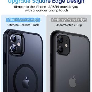 Olialia Strong Magnetic Case for iPhone 11, [Compatible with MagSafe] [Military Drop Protection] Skin-Friendly Touch Shockproof Protective Slim Phone Cover 6.1 inch, Black