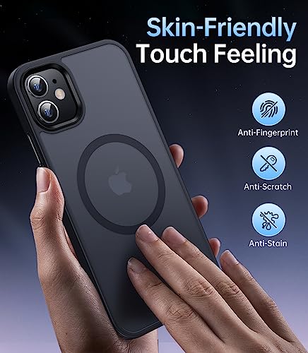 Olialia Strong Magnetic Case for iPhone 11, [Compatible with MagSafe] [Military Drop Protection] Skin-Friendly Touch Shockproof Protective Slim Phone Cover 6.1 inch, Black