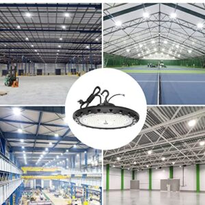 BFT 300W UFO LED High Bay Light 45,000LM 5000K Dimmable (0-10V) 5' US Plug - Commercial Shop Lights for Garage Gym Factory and Low Bay Area Warehouse Lighting Fixture