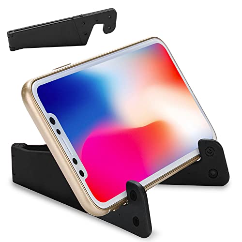 Atmung Pocket Cell Phone Holder - Small Portable Phone Stand for Desk & Travel - Universally Compatible for iPhone, iPad, Tablet, Kindle & Android Pixel Smartphone Black