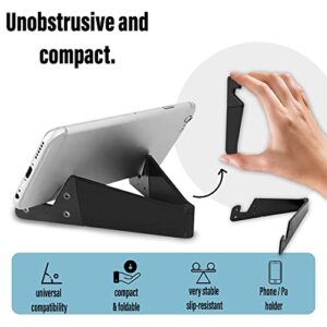Atmung Pocket Cell Phone Holder - Small Portable Phone Stand for Desk & Travel - Universally Compatible for iPhone, iPad, Tablet, Kindle & Android Pixel Smartphone Black