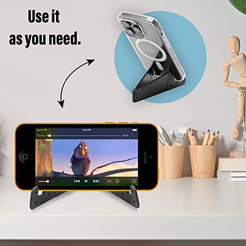 Atmung Pocket Cell Phone Holder - Small Portable Phone Stand for Desk & Travel - Universally Compatible for iPhone, iPad, Tablet, Kindle & Android Pixel Smartphone Black