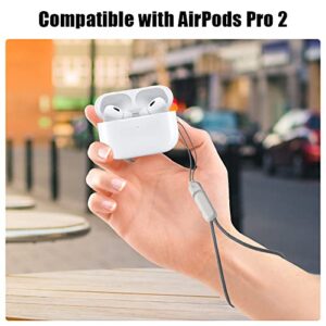 HiFan Lanyard Compatible for AirPods Pro 2, Anti-Drop & Anti-lost Lanyard, Adjustable Lanyard with Clip for AirPods Pro 2（Grey）