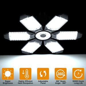 Maliralt Led Garage Light 6 Pack 220W Led Garage Ceiling Lights 6500K Led Shop Light Super Bright Deformable Led Lights for Garage Screw in E26 E27 Garage Lights for Basement Workshp Warehouse