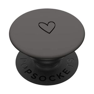 gray simple minimalist heart popsockets swappable popgrip