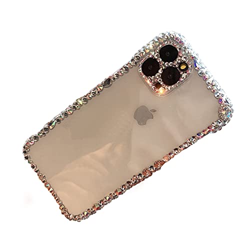 MOSEZA Compatible with iPhone 14 Pro Max Case Luxury Bling Rhinestone Glitter Sparkle Phone Case for Women Girl 3D Diamond Crystal Silicone Clear Protective Case