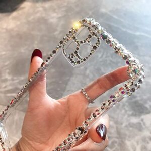 MOSEZA Compatible with iPhone 14 Pro Max Case Luxury Bling Rhinestone Glitter Sparkle Phone Case for Women Girl 3D Diamond Crystal Silicone Clear Protective Case