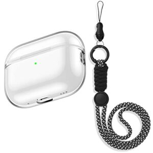 youtec for airpods pro 2nd generation case,clear for airpods pro 2 cover 2022 with keychain lanyard,transparent tpu carrying case skin with hand strap for women men,clear