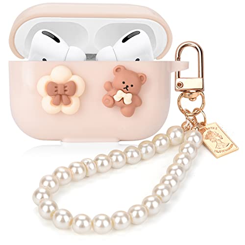 Cute Kawaii Airpod Pro 2nd Generation Case Cover 2022 Compatible with Aesthetic Airpods Pro 2 Case Bear for Girl and Women (Brown)