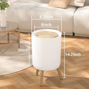 Doyingus Round Trash Can with Lid, 1.8 Gallon Plastic Garbage Can with Legs, Garbage Bin with Push Button, Modern Waste Basket for Bedroom Bathroom Living Room Office