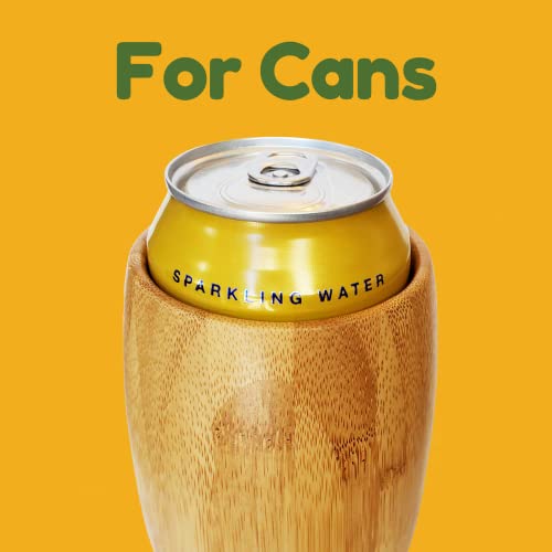 TahoeBay Bamboo Can Coolers (2-Pack) Laser Engravable 12oz Insulated Drink Holder for Standard Size Beer and Soda Cans Extra Thick Wine Tumbler Shape Design