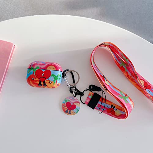 Auto Element Cute Interesting Bad Bun-ny Design Soft TPU Airpods Pro Case，with Fashion Kawaii Lanyard Keychain，Suitable Man Women Girl Airpods Pro Case