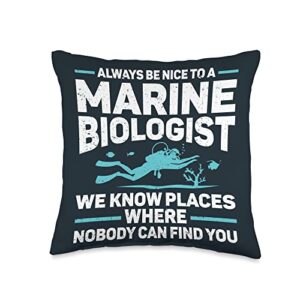 marine biologist gifts for teens, adults, and kids ocean scientist science biology marine biologist throw pillow, 16x16, multicolor