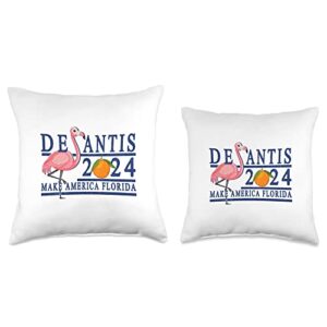 Perfect Republican Ticket DeSantis 2024 Election Desantis 2024 Make America Florida Pink Flamingo Republican Throw Pillow, 16x16, Multicolor