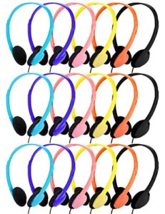 qwerdf 16 pack headphones bulk for classroom school student wired headsets on-ear class set earphones individually bagged in 6 multiple colors (16 packs,6 colors)