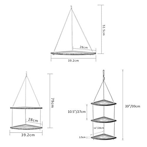 Fenteer Premium Swing Hanging Rope Corner Shelves 1 Holder W/Hook Decoration, White 2 Tier