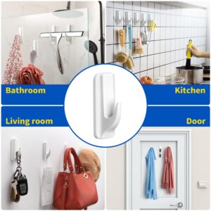 ALOCEO Sticky Hooks Coat Key Hooks White Plastic Wall Hooks for Hanging Hangers for Walls Adhesive Hooks Towel Hooks 5 Hooks and 6 Strips