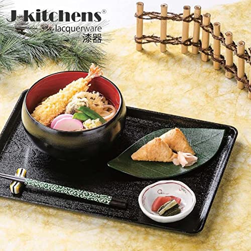 J-Kitchens Obon Tray, Heat Resistant, Keyaki, Kaisei Bon, Black, Shaku 5, Made in Japan