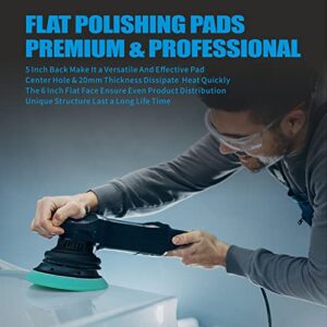 WEST HORSE 6 Inch Polishing Flat Pads for 5 Inch Backing Plate, 3Pcs Buffing Pads for Orbital DA Polisher Buffer, Foam Polish Pads for Car Body Compounding, Polishing and Waxing