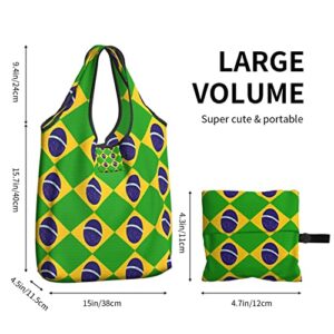 Kitchen Reusable Grocery Bags Brazil-Flag-Proud-Soccer Shopping Bags Washable Foldable Carry Pouch Tote Gift Bags Durable