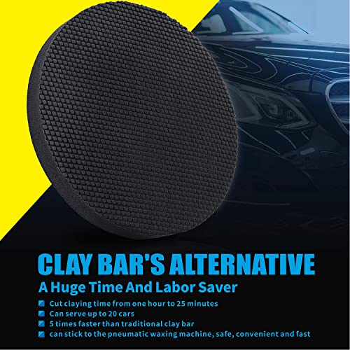 WEST HORSE 6" Car Detailing Clay Pad, Clay Bar Pad Disc for Auto Detailing, 1Pc Magic Clay Pad and 1Pc Hand Strap Applicator (6 Inch, Black)