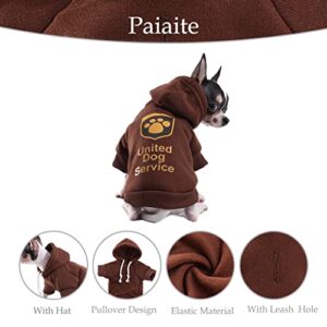 Paiaite Brown Chihuahua Dog Hoodie Winter Small Dog Sweatshirt with Leash Hole Warm Pet Clothes for Puppy Dog Sweater Coat Clothing United Dog Service M