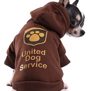 Paiaite Brown Chihuahua Dog Hoodie Winter Small Dog Sweatshirt with Leash Hole Warm Pet Clothes for Puppy Dog Sweater Coat Clothing United Dog Service M