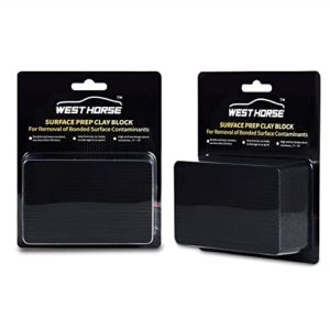 2 Pack Clay Block for Auto Detailing Car Surface Cleaning by WEST HORSE - Clay Bar Sponge - Clay Car Faster (4.6 in. x 3.5 in. x 1.7 in.) , Black