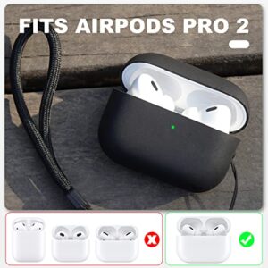 AirPods Pro 2 Case Silicone Protective Cover [Front LED Visible] Compatible with AirPods Pro 2nd Generation (Black)
