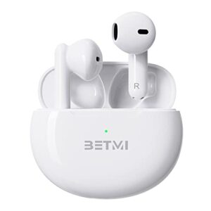 betmi - true wireless earbuds - in-ear bluetooth5.3 headphones - 40h playtime, ipx5 waterproof tws with dual mic for sport, light-weight earphones for android ios/iphone - white