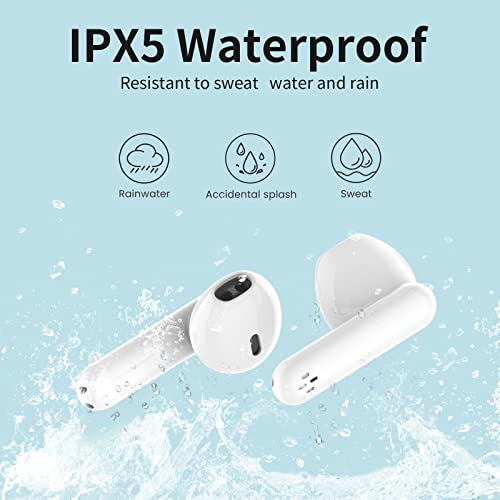BETMI - True Wireless Earbuds - in-Ear Bluetooth5.3 Headphones - 40H Playtime, IPX5 Waterproof TWS with Dual Mic for Sport, Light-Weight Earphones for Android iOS/iPhone - White