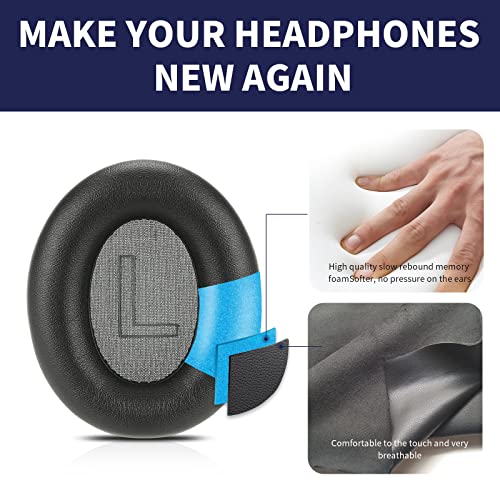 Damex soundcore Life q20 Replacement Ear Pads,Protein Leather and Memory Foam Ear Cushions,Compatible with Anker soundcore Life q20 BT Headphone (Black)