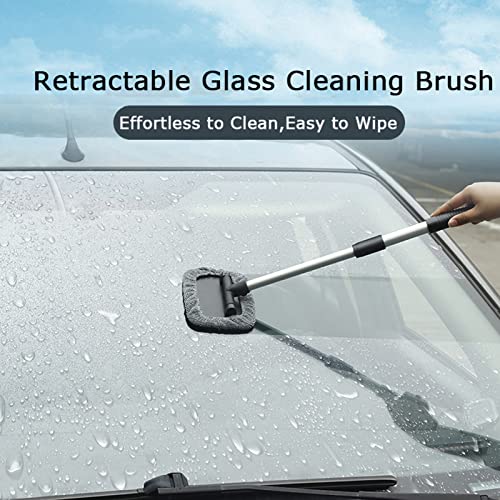 ZHYYQL Windshield Cleaning Tool with 4 Washable and Reusable Cloth Pad, Car Cleaning Window Cleaner, Auto Interior Exterior Glass Cleaner Kit