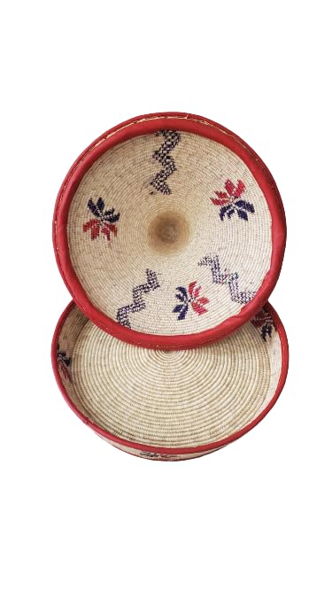 Hand Made Mesob Basket- Ethiopian/Eritrean Exquisite Hand Woven Serving Basket Messob (15" to 18'')