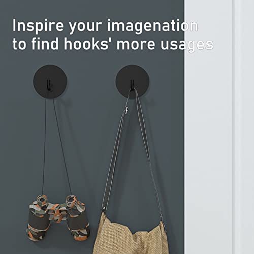 JIQGOZBAN Adhesive Hooks 4 Packs, Stainless Steel Towel Hooks Heavy Duty Hangers Hook Stick on Wall, 3M Wall Hooks Fit for Bathroom Door, Kitchen Cabinets, Pool Outdoor & Office Desk(Black Matte)