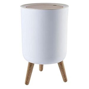 doitool trash can garbage bin with press top lid modern waste basket kitchen waste can bucket for kitchen bathroom bedroom living room office white