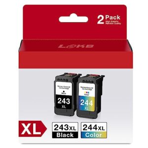 l2kb remanufactured ink cartridge pg-243 cl-244 ink 243 for canon printer ink 243 244xl for canon ink cartridges 243 and 244 for canon mg2522 ts3122 ts3322 tr4520 printers (1black/1tri-color, 2pk)
