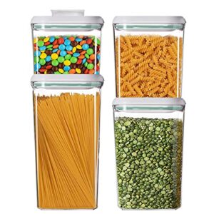 qgcvdaa 4 pack airtight food storage containers with lids, pop one button open bpa free plastic cereal containers storage for kitchen pantry organization for cereal, flour, coffee, sugar