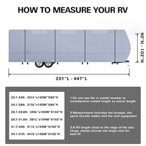 Weize Travel Trailer RV Cover - 5 Layers 300D Oxford Camper Cover，Suitable for 24'1''-26' Motorhomes, with Tire Cover，Waterproof Protection and Anti-UV