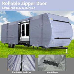 Weize Travel Trailer RV Cover - 5 Layers 300D Oxford Camper Cover，Suitable for 24'1''-26' Motorhomes, with Tire Cover，Waterproof Protection and Anti-UV