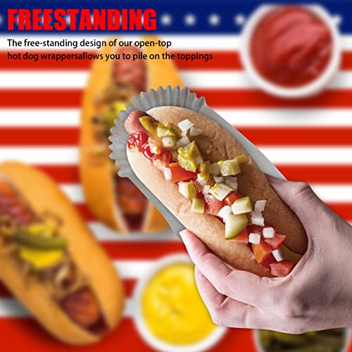 200Pcs Home Paper Hot Dog Trays- 6.49” Rectangular Fluted Hot Dog Tray - Disposable Hot Dog Wrappers - Rectangular Food Trays for to-Go Orders, Takeout, Concessions Stands, Festivals (Orange)