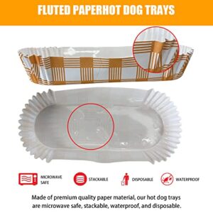 200Pcs Home Paper Hot Dog Trays- 6.49” Rectangular Fluted Hot Dog Tray - Disposable Hot Dog Wrappers - Rectangular Food Trays for to-Go Orders, Takeout, Concessions Stands, Festivals (Orange)