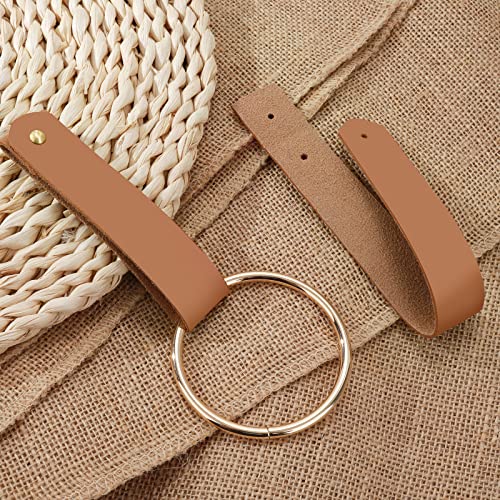 Abeillo Leather Wall Hook, Wall Hanging Strap Towel Ring PU Leather Curtain Rod Holder Towel Holders for Wall Leather Loop Strap Holder Towel Bar Rack Storage, Bathroom Kitchen Supplies (Brown)