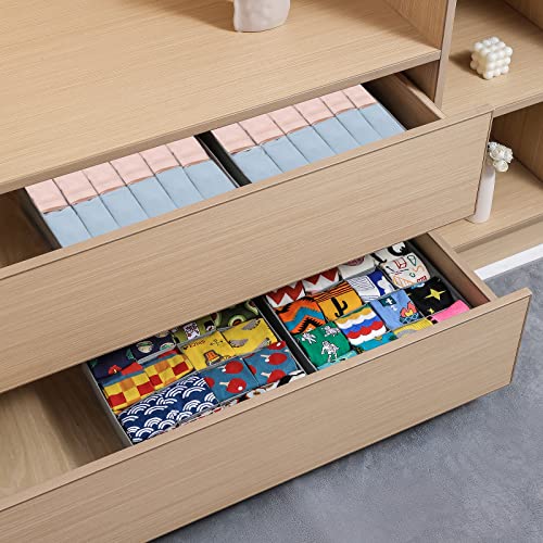 Coorganisers 4 Packs Sock Underwear Drawer Organizer Dividers,12 Cells and 16 Cells Closet Cabinet Organizer Storage Box, Fabric Drawer Organizers for Clothing Baby Clothes, Panty, Scarf, Ties