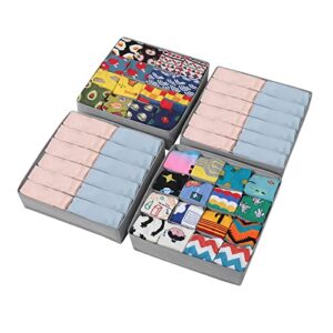 coorganisers 4 packs sock underwear drawer organizer dividers,12 cells and 16 cells closet cabinet organizer storage box, fabric drawer organizers for clothing baby clothes, panty, scarf, ties
