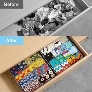Coorganisers 4 Packs Sock Underwear Drawer Organizer Dividers,12 Cells and 16 Cells Closet Cabinet Organizer Storage Box, Fabric Drawer Organizers for Clothing Baby Clothes, Panty, Scarf, Ties